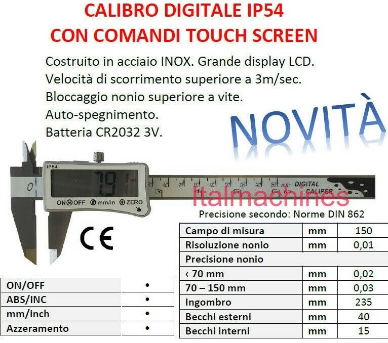 BORLETTI COC100S - CALIBRO A CORSOIO CON OROLOGIO ALTA PRECISIONE 158mm