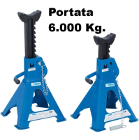 COPPIA CAVALLETTI FERVI SOLLEVA ALZA AUTO MOTO PORTATA 6 TONNELLATE TON CRIC