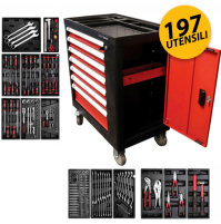 Carrello portautensili completo di attrezzi 7 cassetti 197 porta utensili BGS