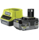 Kit caricabatterie caricabatteria e batteria 18V 4.0 Ah Ryobi RC18120-140 Litio