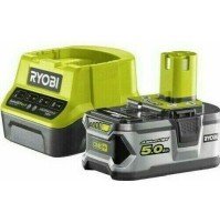 Kit caricabatterie caricabatteria e batteria 18V 5.0 Ah Ryobi RC18120-150 Litio