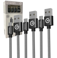 Kit set di 3 cavi USB 1+2+3 m metri cavo ricarica dati USB A - USB Type C