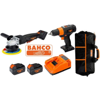 Kit trapano avvitatore lucidatrice smerigliatrice angolare  a batteria 18V Bahco