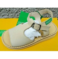 SANDALO ASTRID BENETTON SCARPE DA BAMBINO BAMBINA SANDALETTI PELLE BEIGE N. 33