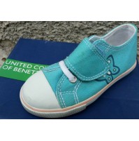 SCARPA SCARPE AZZURRO FARFALLA SNEAKER CHIUSURA STRAPPO BENETTON BAMBINO N. 24