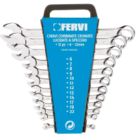 SERIE SET KIT 12 CHIAVI COMBINATE FISSE STELLA CROMATE DA 6 A 22 MM FERVI 