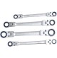 SET 4 CHIAVI CHIAVE A CRICCHETTO DOPPIE DOPPIO SNODO 10 19 MM POLIGONALI DOPPIA