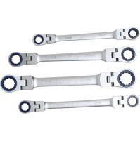 SET 4 CHIAVI CHIAVE A CRICCHETTO DOPPIE DOPPIO SNODO 10 19 MM POLIGONALI DOPPIA