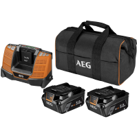 Set AEG SETLL1850SHD caricabatteria + n. 2 batterie batteria 18 V 5,0 Ah e borsa