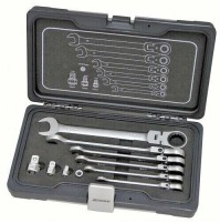 Set serie kit chiavi combinate chiave a cricchetto snodate orientabili 8 - 19 mm